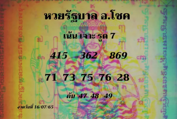 แนวทางเลขดัง หวยรัฐบาลไทย จาก อาจารย์โชค
